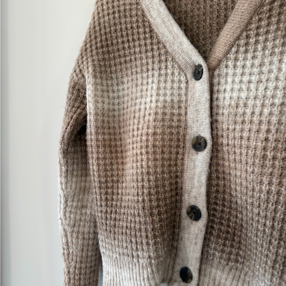 Sonoma Goods For Life Chunky Knit Cardigan Brown and Cream Size S - Picture 6 of 10